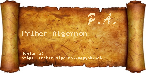 Priher Algernon névjegykártya